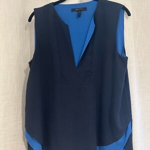 BCBGMaxAzria Women's Navy and Cobalt Sleeveless Blouse